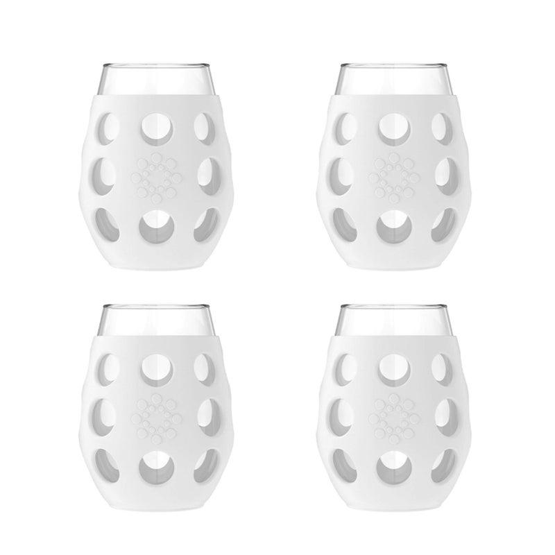 Lifefactory Wine Glass with Protective Silicone Sleeve, 4 Count (Pack of 1), White - Image 1